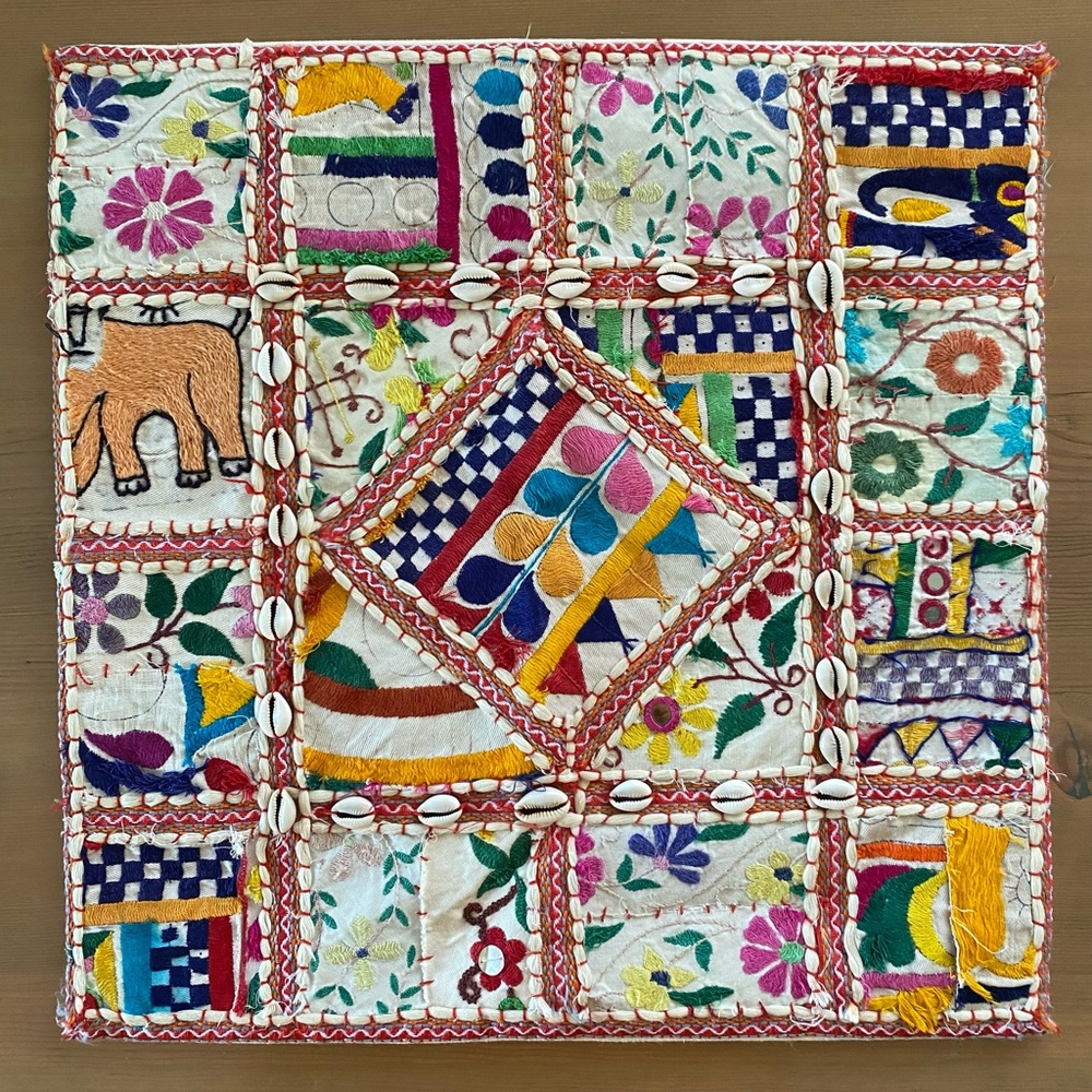 Embroidered pillow cover